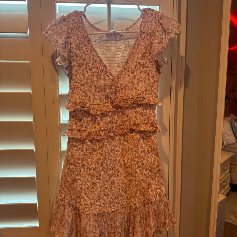 Olivaceous Pink Floral Mini Dress